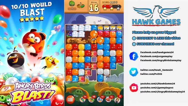 Angry Birds Blast Level 645 Hard - 3 Stars Walkthrough, No Boosters смотреть онлайн