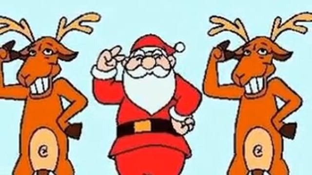 Новогодний танец Деда Мороза и оленей