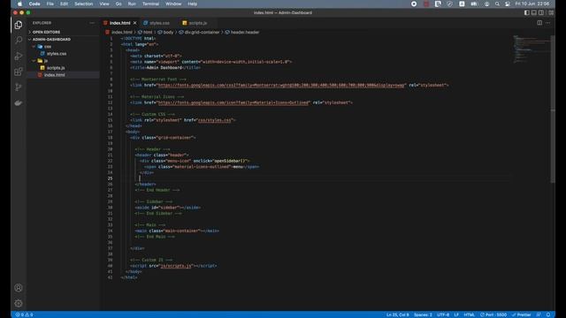 HTML CSS JavaScript Tutorial for Beginners | Build Admin Dashboard From Scratch