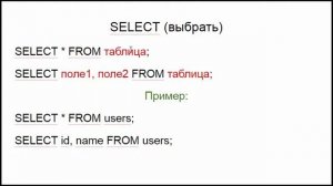 Простые запросы SQL (INSERT, SELECT, UPDATE, DELETE)