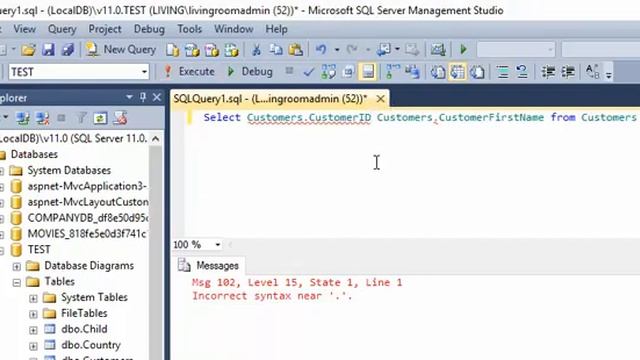 SQL Server - Fix Error - Msg 102 Incorrect syntax near '.'. смотреть онлайн