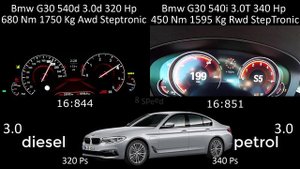 (260 KMh ! Acceleration Compilation 2023) Bmw 5 Series G30 540d 320 Ps VS 540i 340 Ps Top Speed Tes