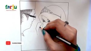 How to Draw Happy Muslim Couple Pencil Sketch | Farju drawing academy