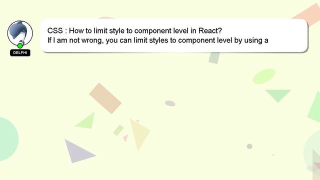 CSS : How to limit style to component level in React? смотреть онлайн