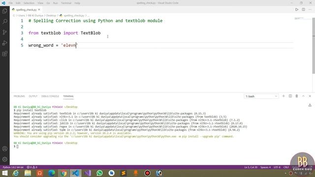 How to Create Spelling Corrector Program using Python | Textblob | Python Tutorial