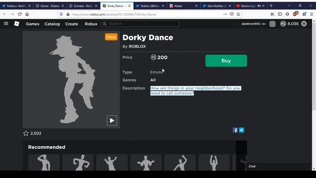 Zombie Emote And Dorky Dance Emote | Roblox - Halloween смотреть онлайн