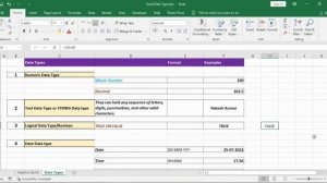 Data Types in MS Excel | एमएस एक्सेल के डेटा प्रकार