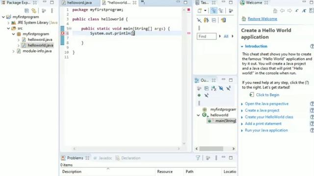 FIRST PROGRAM IN JAVA ,HELLO WORLD IN JAVA IN HINDI смотреть онлайн