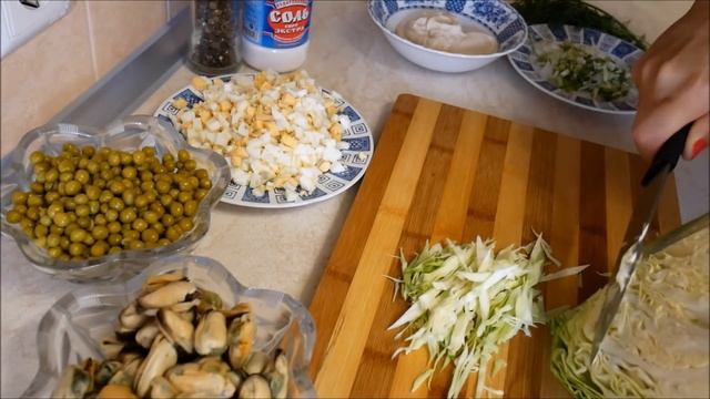 Очень ВКУСНЫЙ салат с МИДИЯМИ E,B,100гр 20ккал Рецепт салата Салаты рецепты Salad recipe смотреть онлайн