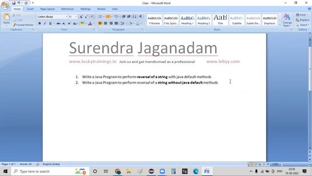 Program to Reverse A String in Java | Reverse A String | Reverse Words in a String in Java