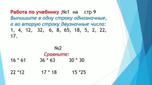 "Однозначные и двузначные числа"