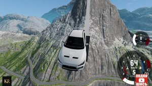 BeamNG Drive Невероятный прыжок на автомобиле! (Mitsubishi Lancer X) Мод патруль!