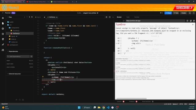 REACT Junior Mock Interview (ft @bawad ) Slow Paced Tutorial - Pure Coding Vibes