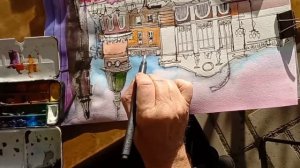 Секреты графики ПЕРО + ТУШЬ + АКВАРЕЛЬ Городская зарисовка 29.07.2022 (2)  #UrbanSketch #акварель