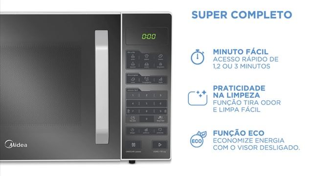 Micro ondas 27L Branco Espelhado Midea LED127V MXSA27E1 смотреть онлайн
