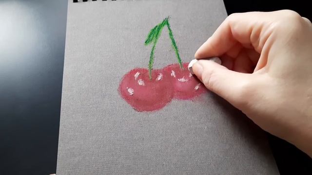 Спелые вишни - рисунок пастелью смотреть онлайн