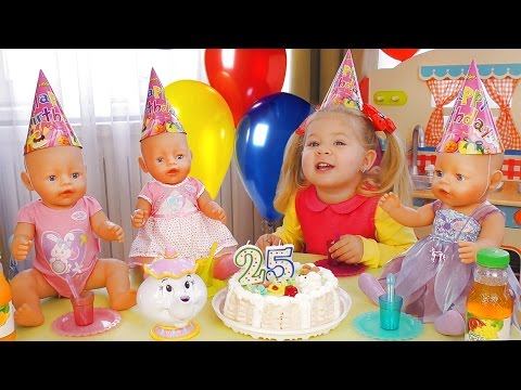 День Рождения Куклы Беби Бон МНОГО ПОДАРКОВ и Торт Видео для Детей Кукла Baby Born Игры для Девочек