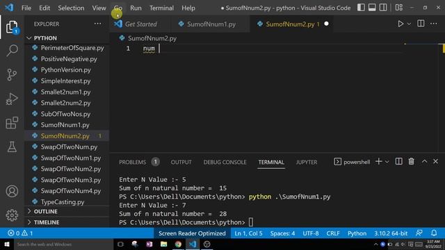 Python Program to Find Sum of First n Natural Numbers | Formula