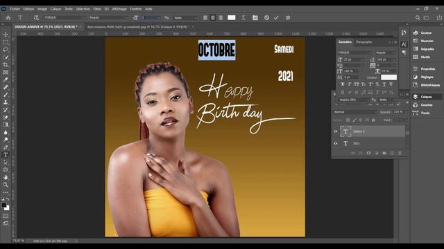 COMMENT FAIRE  UNE AFFICHE D'ANNIVERSAIRE PROFESSIONNEL  FACILEMENT SUR PHOTOSHOP POUR DEBUTANT