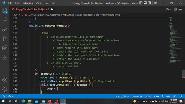[Java] Singly Circular Linked List - Delete From Head (Deletion) смотреть онлайн