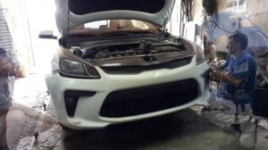 Ремонт нового Киа Рио. Вытяжка и замена бампера на китайский