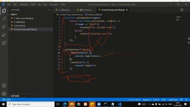 Day 11 Part 4 JavaScript Promise chaining and its place in event loop