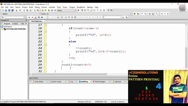 4-C PROGRAM TO PRINT A PATTERN#CodingSolutions