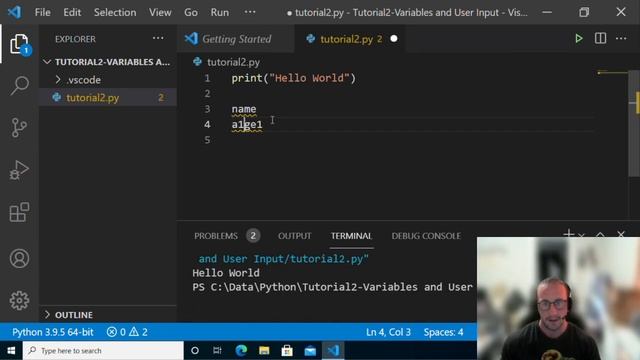 Python Programming for Beginners Tutorial 2 : Variables & Input