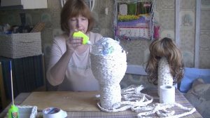 Манекен-голова из подручных средств. 3 часть. Переделала. Идея Светланы Шаманиной