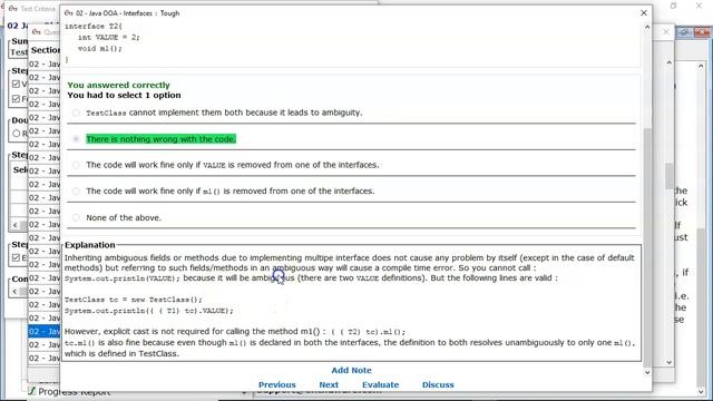 A class that implements 2 interfaces which have ambiguous fields and methods? (ocpjp.v11.2.1072) смотреть онлайн