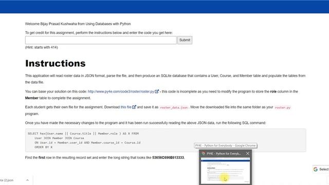 4 Coursera | Using Databases with Python Week-4 100% Solution | Python for Everybody full Solution