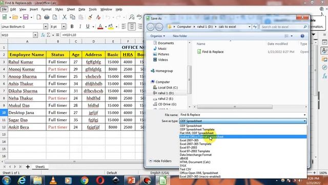 Convert Libreoffice ods file to MS Excel format- without external software || .ods to .xlsx