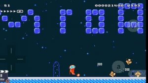 Игра супер Марио мейкер WE . Ночная зимняя прогулка друзей Марио, Йоши и Пышка.