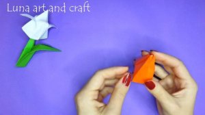 Оригами из бумаги без клея цветы тюльпаны на 8 марта DIY Paper Tulip without glue origami tulip