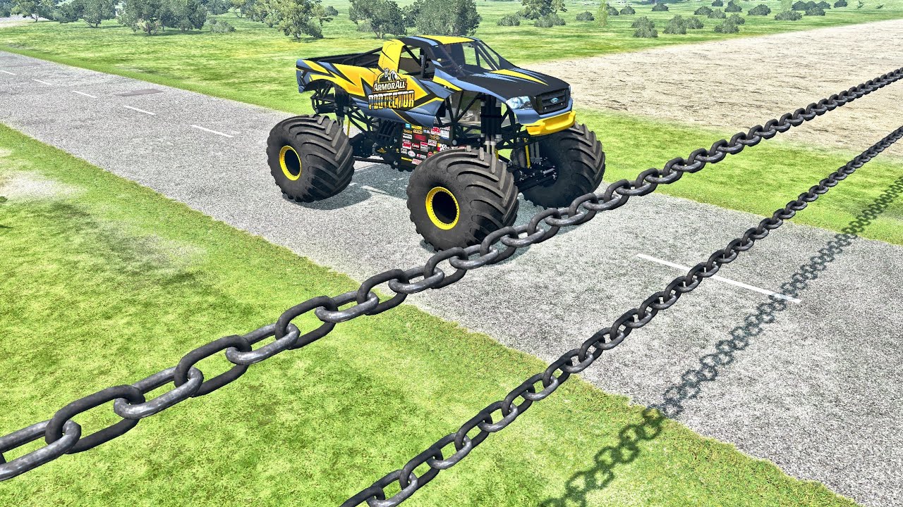 Cars vs Double Chain - BeamNG.drive смотреть онлайн
