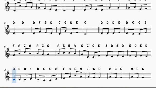 Can Can Easy Notes Sheet Music in C for Flute Violin Recorder Oboe