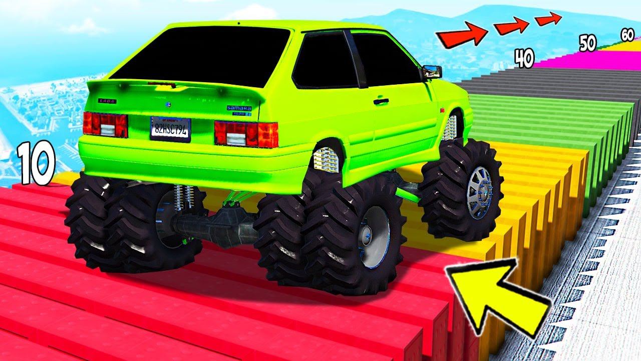 КАК ДАЛЕКО ПО КОЧКАМ ПРОЕДЕТ ОГРОМНЫЙ БИГФУТ В ГТА 5! РУССКИЕ ДОРОГИ В GTA ONLINE! смотреть онлайн