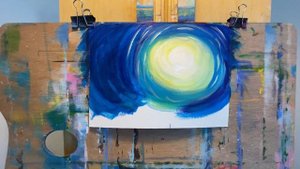 Простая картина красками «Ночной город» для детей• Easy painting „night city“ for kids