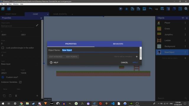 GDevelop 5 Platformer Tutorial #3 | Camera & Background Objects