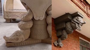 Комплект дубовой резной мебели в русском стиле.