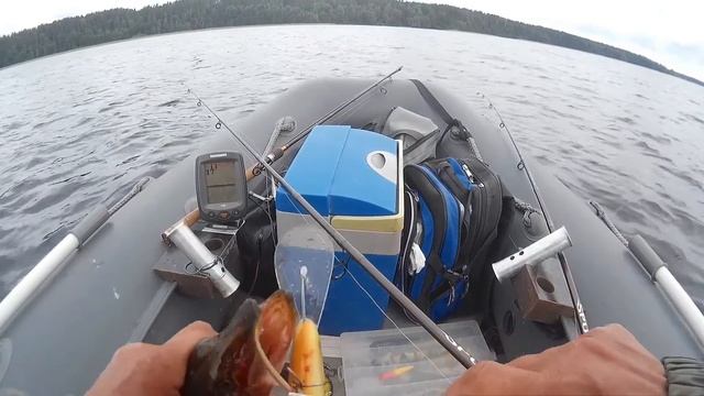 Ловля щуки с лодки дорожкой на самодельные воблеры. смотреть онлайн