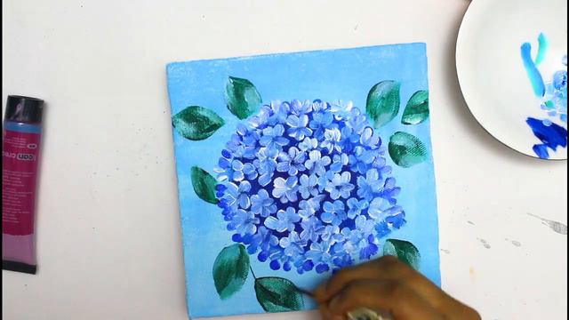 STEP by STEP Hydrangea Flower Painting with acrylic color for Beginners