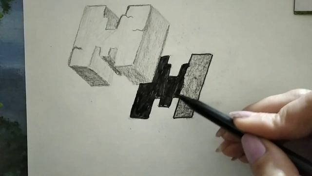 Как нарисовать 3D букву Minecraft. How to draw a letter Minecraft смотреть онлайн