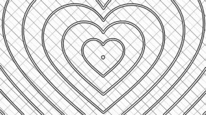 Черно белый мультяшный фон Тонель - Сердечки на весь экран в HD