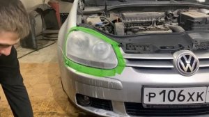 Полировка фар под нанесение бронепленки. Volkswagen Golf восстанавливаем прозрачность фар. Menzerna