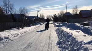Моноколесе зимой, Gotway mcm4 hs, Моноколесо везёт снегокат