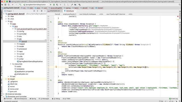 How to read the fixed length record file in Spring Batch using FixedLengthTokenizer? смотреть онлайн