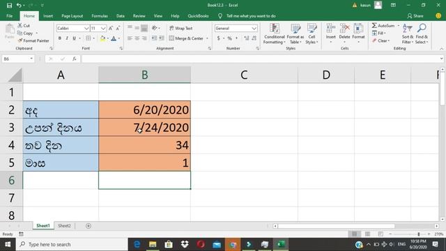 Formulas in excel I Formulas in excel in sinhala I How to use dates in excel I SL Free Education