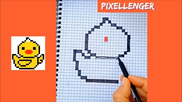 Как рисовать по клеточкам Уточку Простые рисунки Пиксель Арт  How to Draw Simple Duck Pixel Art