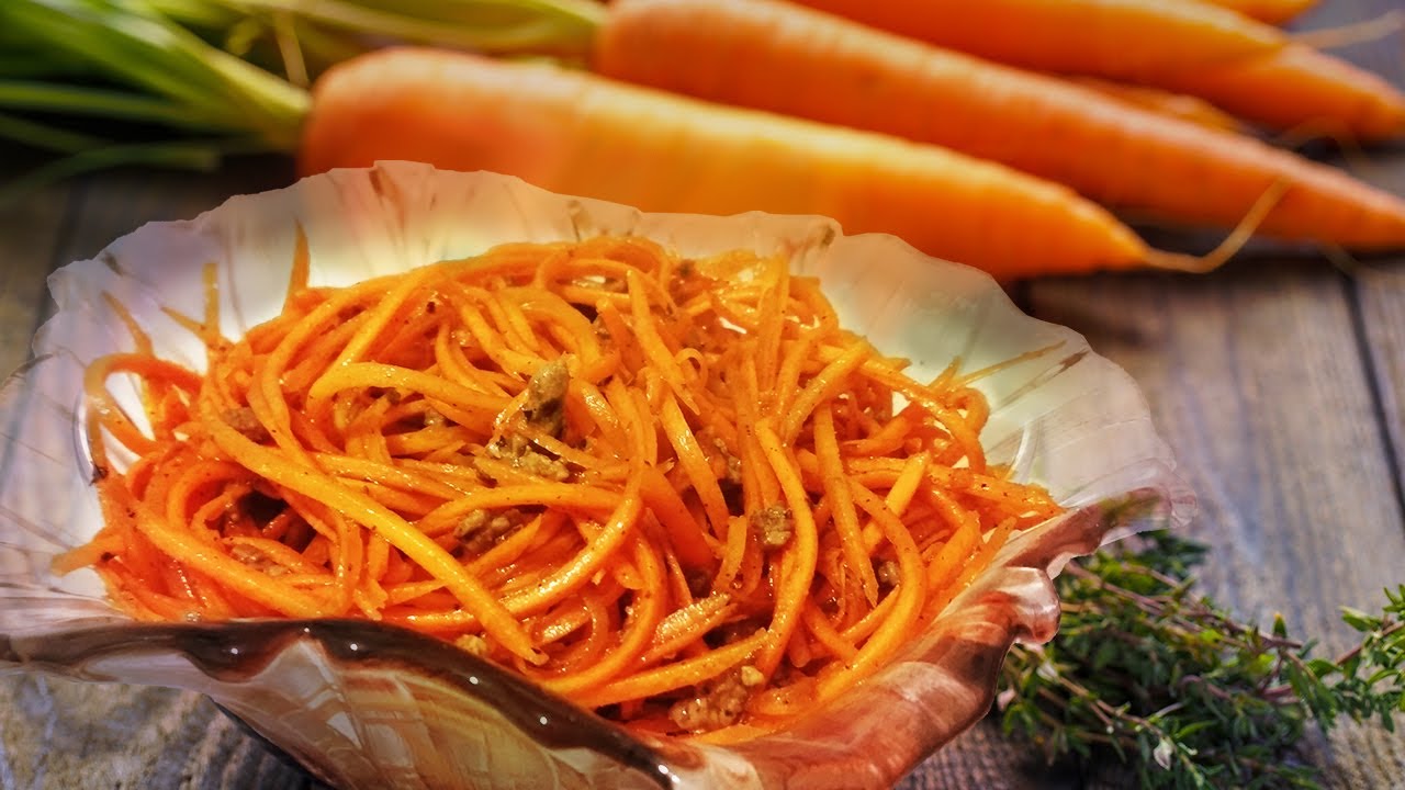 Острый салат морковь по-корейски за 5 минут, салат корейская морковь с мясом.